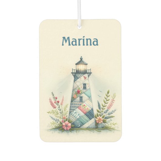 Patchwork Lighthouse Coastal Floral Scene Autolufterfrischer (Vorderseite)