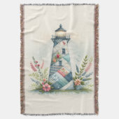 Patchwork Lighthouse Coastal Floral Scene Decke (Vorderseite Vertikal)