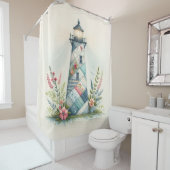Patchwork Lighthouse Coastal Floral Scene Duschvorhang (Beispiel)