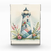 Patchwork Lighthouse Coastal Floral Scene Fotoblock (Vorderseite)