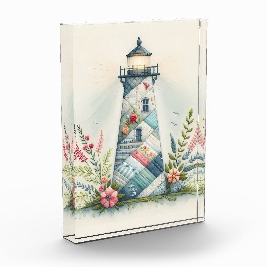 Patchwork Lighthouse Coastal Floral Scene Fotoblock (Links)