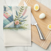 Patchwork Lighthouse Coastal Floral Scene Geschirrtuch (Viertel Falte)