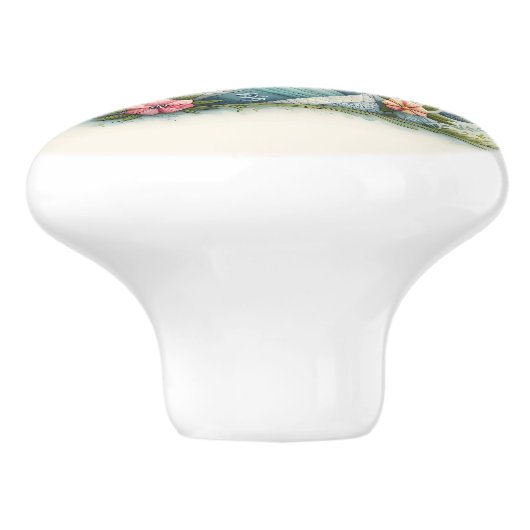 Patchwork Lighthouse Coastal Floral Scene Keramikknauf (Seitenansicht)