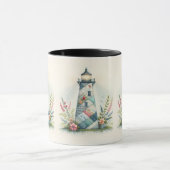 Patchwork Lighthouse Coastal Floral Scene Tasse (Zentrum)