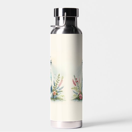 Patchwork Lighthouse Coastal Floral Scene Trinkflasche (Rechts)