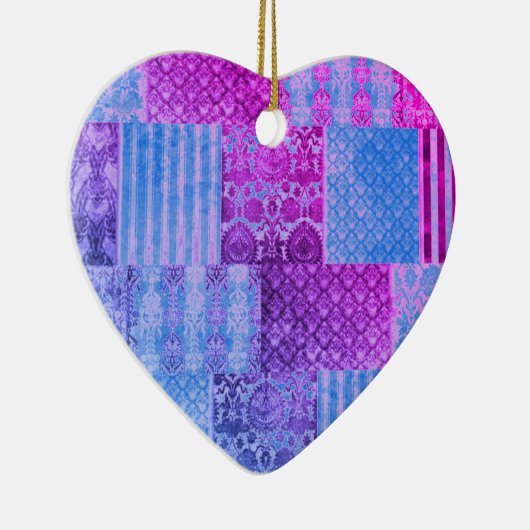 Patchwork Lila und blau Keramik Ornament (Rechts)
