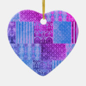 Patchwork Lila und blau Keramik Ornament (Vorne)