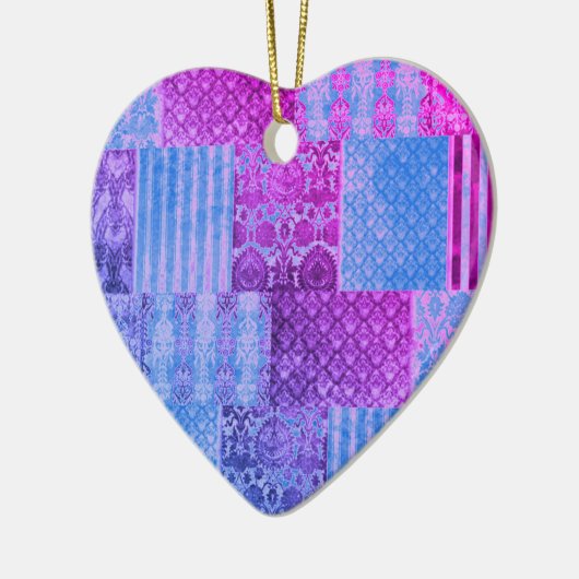 Patchwork Lila und blau Keramik Ornament (Links)