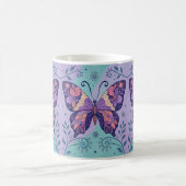 Patchwork Lila und Wasserschmetterling Kaffeetasse (Mittel)