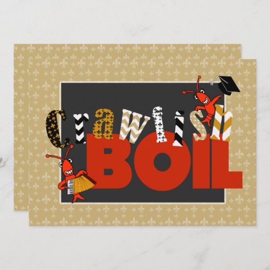 Patchwork Lilie Crawfish Boil Abschluss Einladung (Vorne/Hinten)