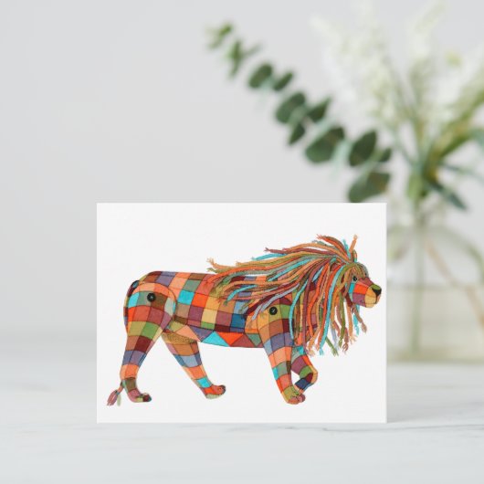 Patchwork-Lion Feiertagspostkarte (Stehend Vorderseite)