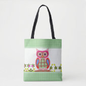 Patchwork-Look-Eule mit Punkten Tasche (Vorderseite)