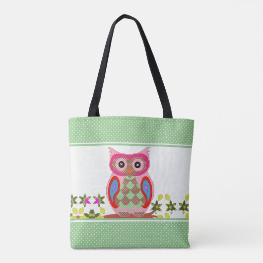 Patchwork Look Owl Polka Dot Tasche (Rückseite)