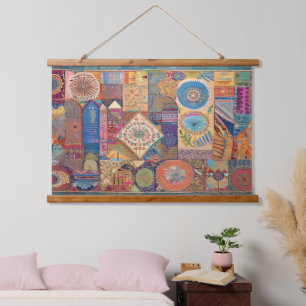 Patchwork Mandala Wall Hanging Wandteppich Mit Holzrahmen