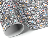 Patchwork Maori: Ethnisches Teppichdesign. Geschenkpapier (Rolleneckpunkt)