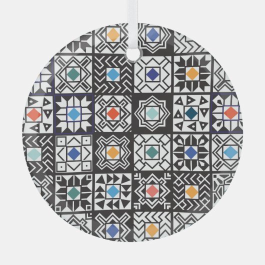 Patchwork Maori: Ethnisches Teppichdesign. Ornament Aus Glas (Vorderseite)