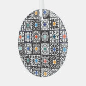 Patchwork Maori: Ethnisches Teppichdesign. Ornament Aus Glas (Vorderseite links)