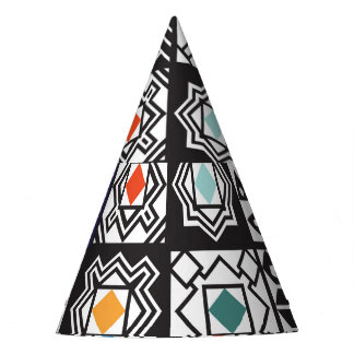 Patchwork Maori: Ethnisches Teppichdesign. Partyhütchen