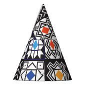 Patchwork Maori: Ethnisches Teppichdesign. Partyhütchen (Links)