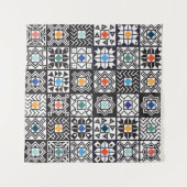 Patchwork Maori: Ethnisches Teppichdesign. Wandteppich (Vorderseite (Horizontal))