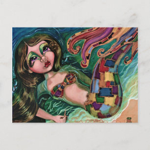 Patchwork Mermaid Postkarte