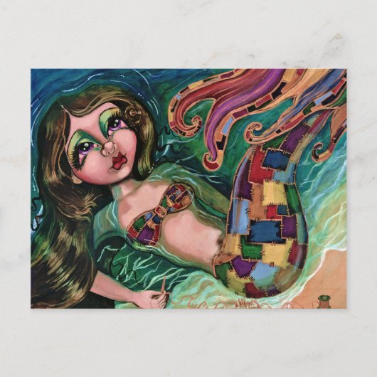 Patchwork Mermaid Postkarte (Vorderseite)