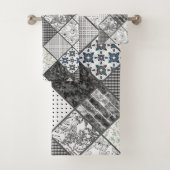 Patchwork monochrom schwarz-grau-weiß Patchwork qu Badhandtuch Set (Insitu)