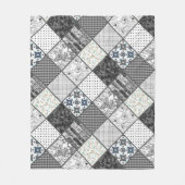 Patchwork monochrom schwarz-grau-weiß Patchwork qu Fleecedecke (Vorderseite)