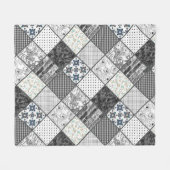 Patchwork monochrom schwarz-grau-weiß Patchwork qu Fleecedecke (Vorderseite (Horizontal))