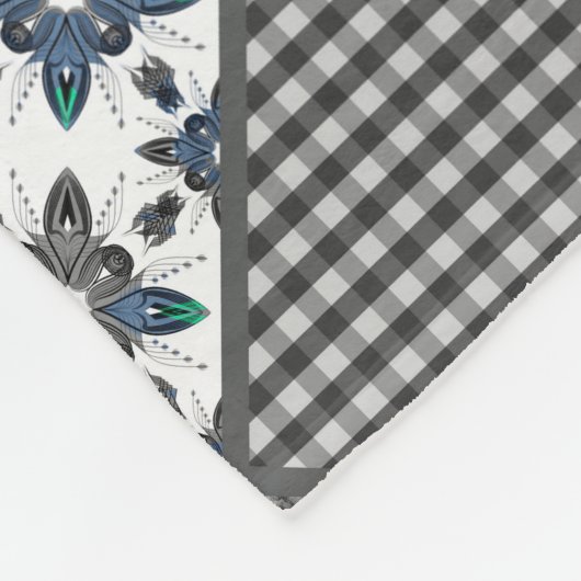 Patchwork monochrom schwarz-grau-weiß Patchwork qu Fleecedecke (Ecke)