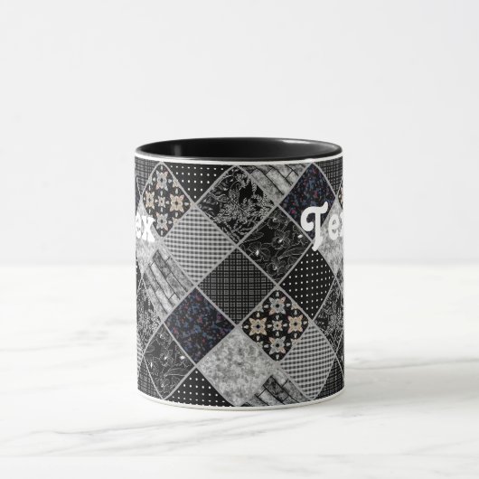 Patchwork monochrom schwarz-grau-weiß Patchwork qu Tasse (Zentrum)
