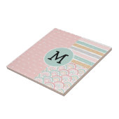 Patchwork Monogram Hearts Rainbow Keramik Tile Fliese (Seite)