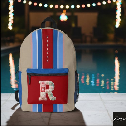 Patchwork Monogram Striped Backpack Quilted Bedruckter Rucksack