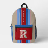 Patchwork-Monogramm-Gestreifter-Rucksack-Quilted Bedruckter Rucksack (Vorderseite)