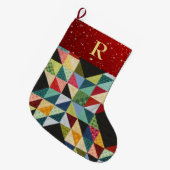 Patchwork-MONOGRAMM Weihnachtsstrumpf Traditionell Großer Weihnachtsstrumpf (Vorderansicht (hängend))