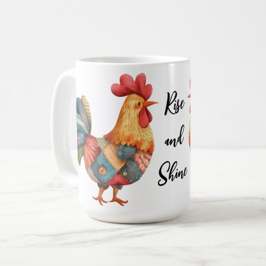 Patchwork Morning Rooster Kaffeetasse (Vorderseite Links)