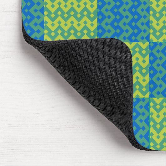 Patchwork Mousepad, Blue und Green Geometric Mousepad (Ecke)