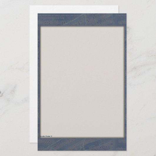 Patchwork Music Stationery in Blue Briefpapier (Vorne/Hinten)