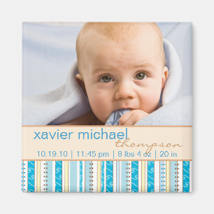 Patchwork-Muster-Baby-Jungen-Foto-Magnet Magnet