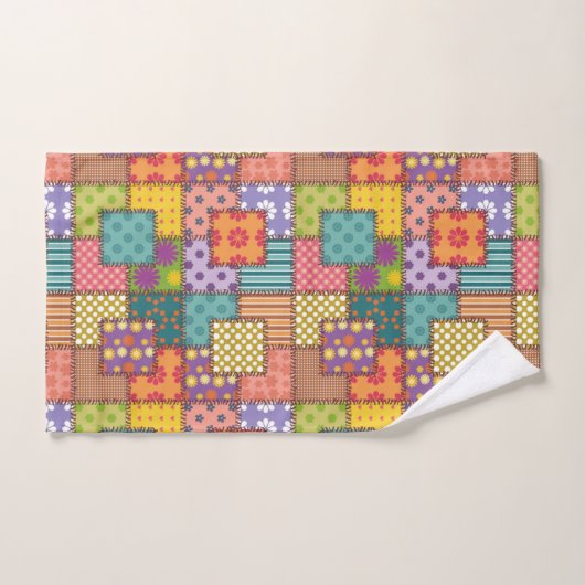 Patchwork Muster Blume Polka Dot Strip Badhandtuch Set (Handtuch)
