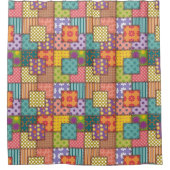 Patchwork Muster Blume Polka Dot Strip Duschvorhang (Vorderseite)