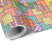 Patchwork Muster Blume Polka Dot Strip Geschenkpapier (Rolleneckpunkt)