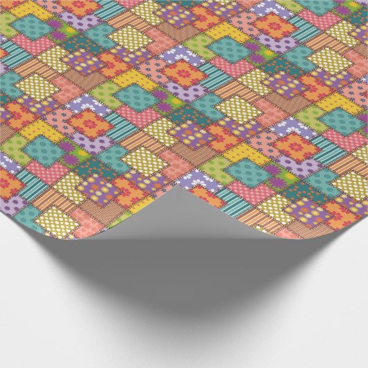 Patchwork Muster Blume Polka Dot Strip Geschenkpapier (Ecke)
