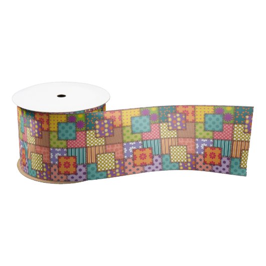 Patchwork Muster Blume Polka Dot Strip Satinband (Spule)