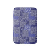 Patchwork Muster Chintz Shades of Blue Polka Dot Badematte (Vorderseite Vertikal)