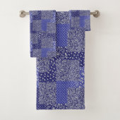 Patchwork Muster Chintz Shades of Blue Polka Dot Badhandtuch Set (Insitu)
