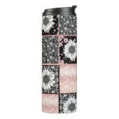 Patchwork-Muster für rosa und schwarze Blume Thermosbecher (Nach links gedreht)