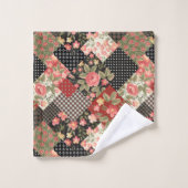Patchwork Muster Geometrische Blume Polka Dots Badhandtuch Set (Waschlappen)