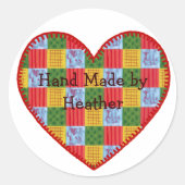 Patchwork-Muster-Handzeichen Runder Aufkleber (Vorderseite)