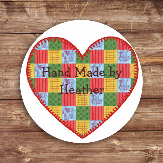 Patchwork-Muster-Handzeichen Runder Aufkleber